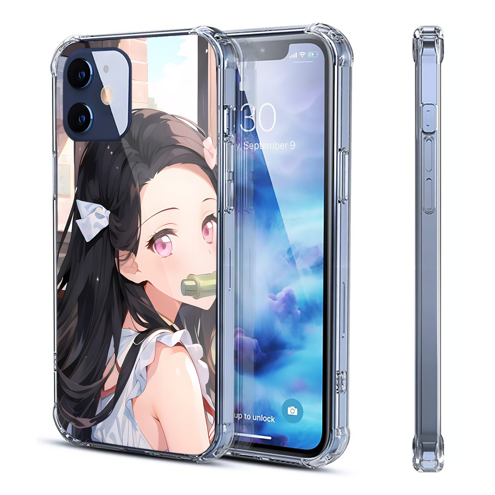 （画像用） 鬼滅の刃（きめつのやいば）竈門 禰󠄀豆子／かまど ねずこ Kamado Nezuko 【iPhone 12シリーズ対応】透明スマホケース（クリアソフトケース）